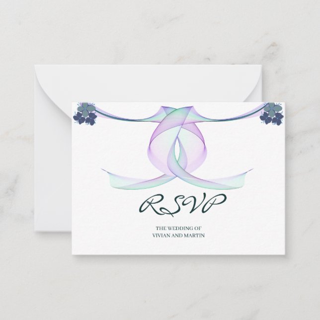 Sample classic purple Wedding RSVP Card (Front)