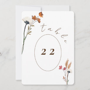 Sample Elegant Wildflowers Table Number Card