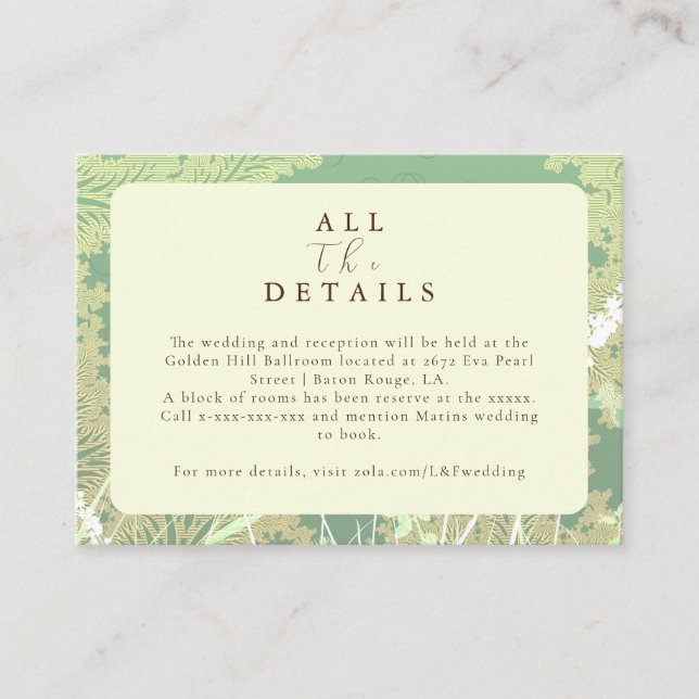 Sample Forest Country Landscape Wedding Details Enclosure Card (Front)