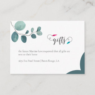 Sample Forest Green Eucalyptus Bridal Shower Gift Enclosure Card