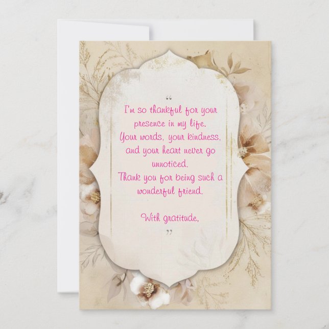 sample message of gratitude invitation (Front)