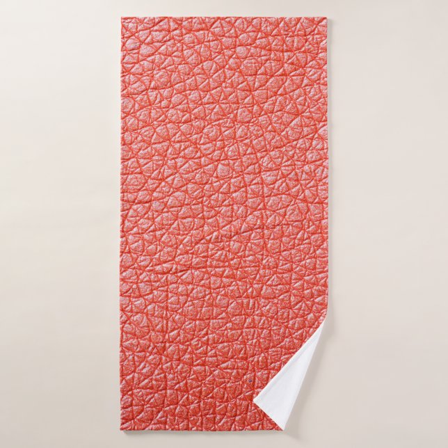 Sample of orange leather upholstery textureabstrac bath towel (Bath Towel)