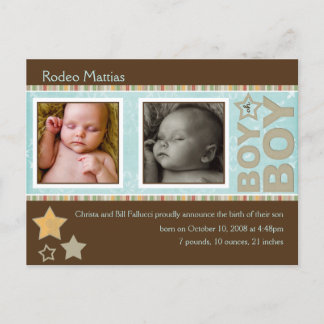 Sample Rodeo Mattias Birth Announcement Postcard