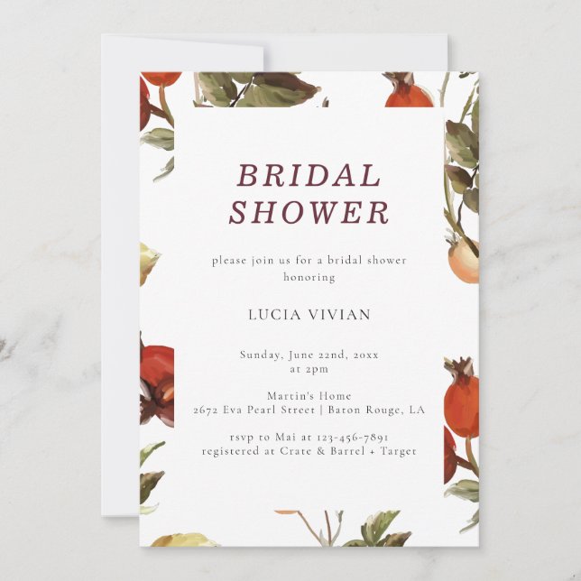 Sample Rustic Fresh Floral Forest Bridal Shower Invitation (Front)