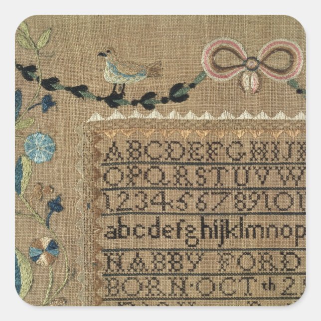 Sampler by N.Ford, 1799, New Hampshire Square Sticker (Front)