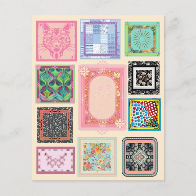 Sampler Scrapbook Paper with Miniature Frames (Front)