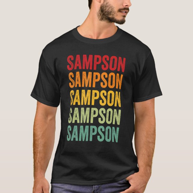 Sampson County North Carolina Rainbow Text Design T-Shirt (Front)