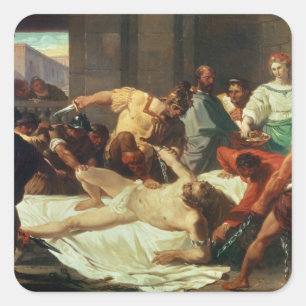 Samson betrayed by Delilah (oil on canvas) Square Sticker