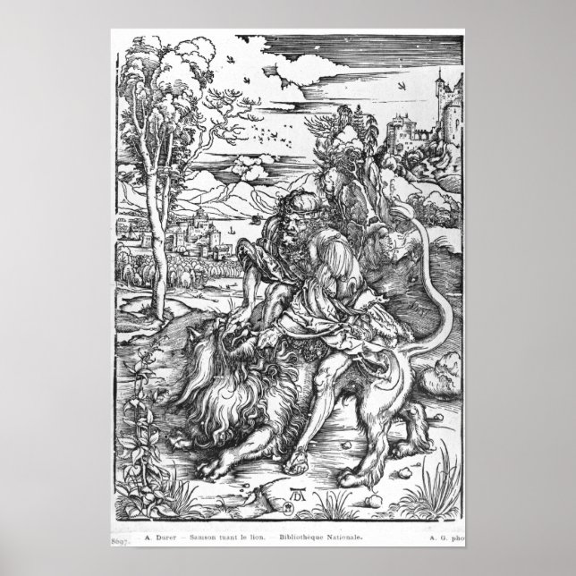 Samson slaying the lion, c.1496-98 poster (Front)