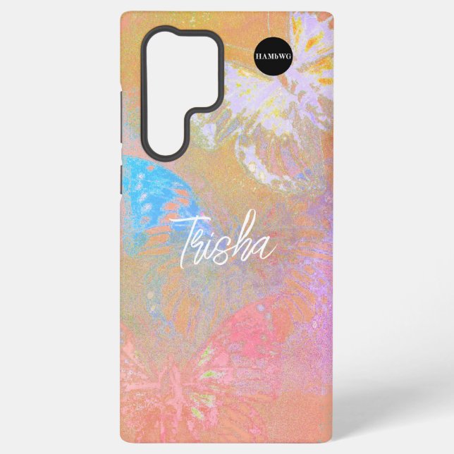 Samsung Case Butterfly Mix Distressed HAMbyWG (Back)