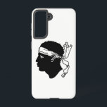 Samsung Galaxy S21 Case Flag of Corsica, France<br><div class="desc">Transform your Samsung Galaxy S21 into a symbol of Corsican pride with our exclusive cover featuring the flag of Corsica! Crafted with meticulous attention to detail, this cover proudly showcases the iconic design of the Corsican flag. The flag features a white Moor's head wearing a bandanna on a field of...</div>