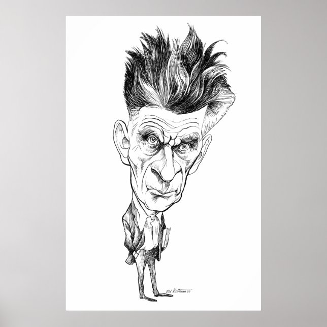 Samuel Beckett Caricature by Edmund S Valtman Poster (Front)