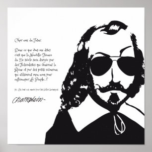 Samuel Champlain Hipster text of future+glasses Poster