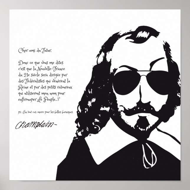 Samuel Champlain Hipster text of the future+glasse Poster (Front)