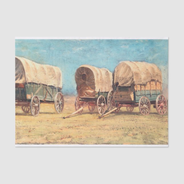 Samuel Colman | Study of Covered Wagons Tissue Paper (Front)