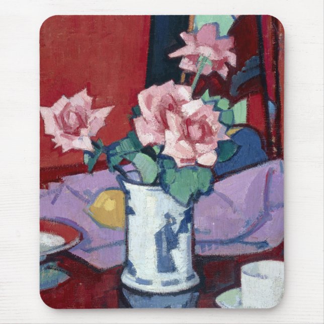 Samuel John Peploe Pink Roses, Chinese Vase Mouse Pad (Front)
