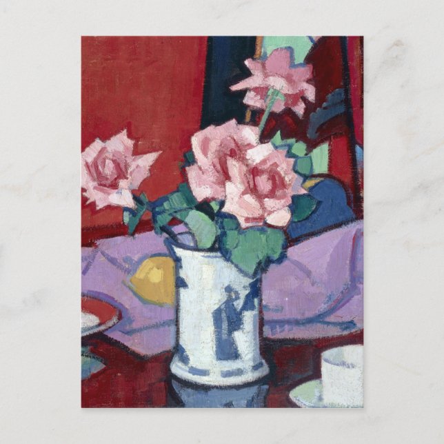 Samuel John Peploe Pink Roses, Chinese Vase Postcard (Front)