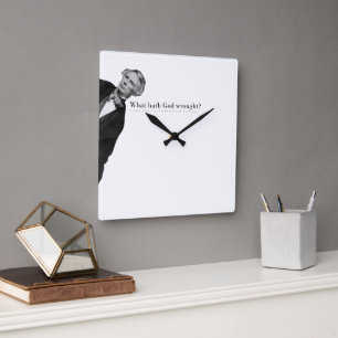 Samuel Morse Code Meme - What hath God wrought? Square Wall Clock