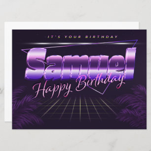 Samuel Name First name lila retro card Birthday