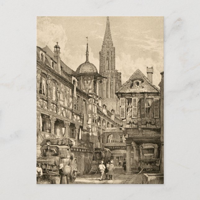 Samuel Prout Strasbourg Street Scene Vintage 1915 Postcard (Front)