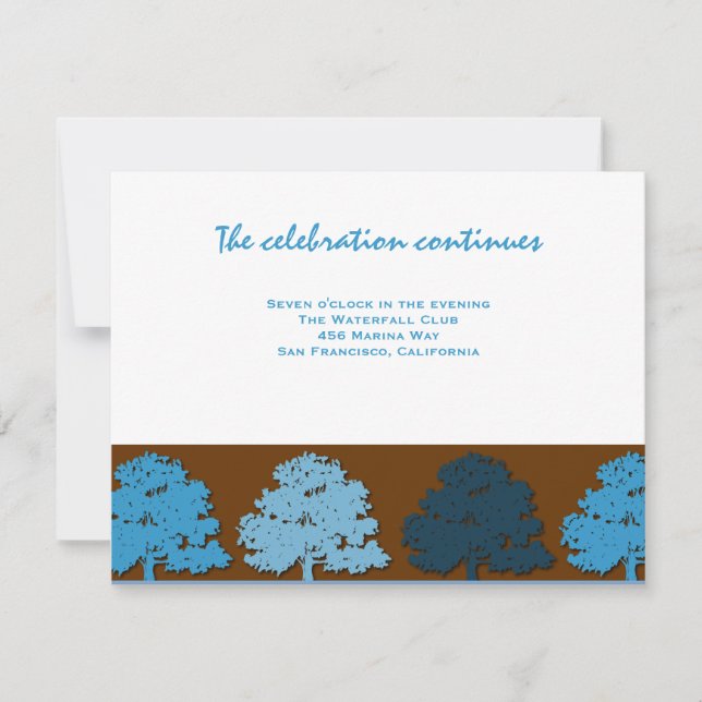 Samuel Reception Bar Mitzvah  Wedding Blue Trees Invitation (Front)