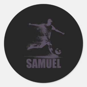 Samuel Soccer Boys Personalised First Name Samuel Classic Round Sticker