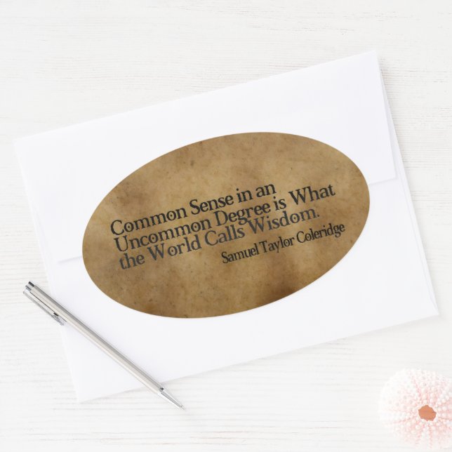 Samuel T. Coleridge Inspirational Quote "Wisdom" Oval Sticker (Envelope)