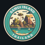 Samui Island Thailand Travel Art Badge Magnet<br><div class="desc">Ko Samui Island vector art design. Ko Samui,  Thailand’s second largest island,  lies in the Gulf of Thailand off the east coast of the Kra Isthmus.</div>