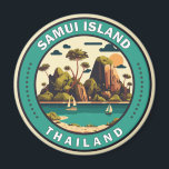 Samui Island Thailand Travel Art Badge Magnet<br><div class="desc">Ko Samui Island vector art design. Ko Samui,  Thailand’s second largest island,  lies in the Gulf of Thailand off the east coast of the Kra Isthmus.</div>