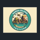Samui Island Thailand Travel Art Badge Postcard<br><div class="desc">Ko Samui Island vector art design. Ko Samui,  Thailand’s second largest island,  lies in the Gulf of Thailand off the east coast of the Kra Isthmus.</div>