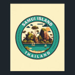 Samui Island Thailand Travel Art Badge Poster<br><div class="desc">Ko Samui Island vector art design. Ko Samui,  Thailand’s second largest island,  lies in the Gulf of Thailand off the east coast of the Kra Isthmus.</div>