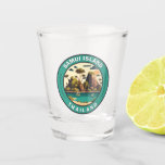 Samui Island Thailand Travel Art Badge Shot Glass<br><div class="desc">Ko Samui Island vector art design. Ko Samui,  Thailand’s second largest island,  lies in the Gulf of Thailand off the east coast of the Kra Isthmus.</div>