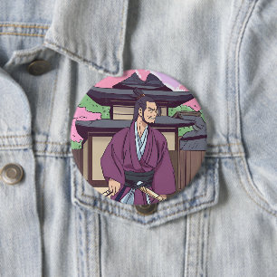 samurai 10 cm round badge