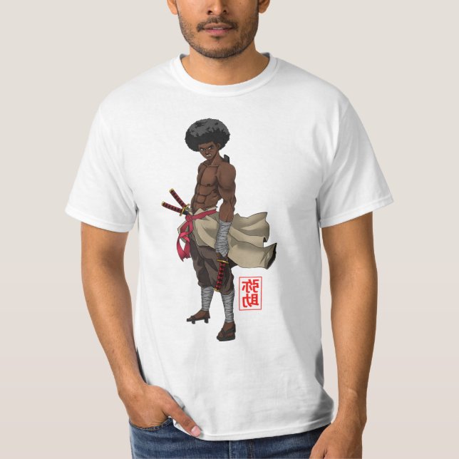 Samurai Afro Black Yasuke Sengoku Warrior Ronin An T-Shirt (Front)