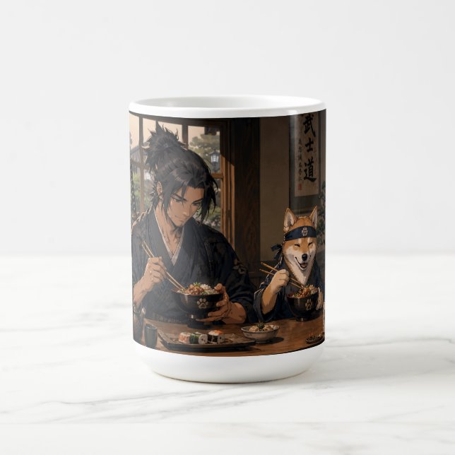 Samurai & Akita Noodle Night Coffee Mug (Center)