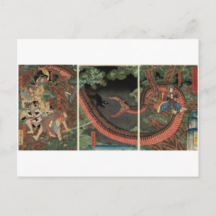 Samurai and giant serpent circa 1861 postcard