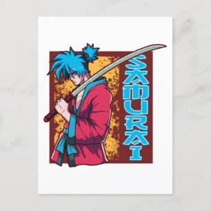 Samurai Anime Lover Manga Kawaii Otaku Postcard