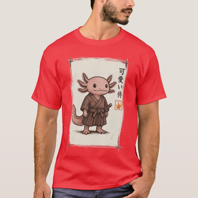 Samurai Aolotl Japanese Art Anime Funny Gifts Men  T-Shirt (Front)