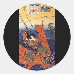 Samurai at War, circa 1800's Classic Round Sticker