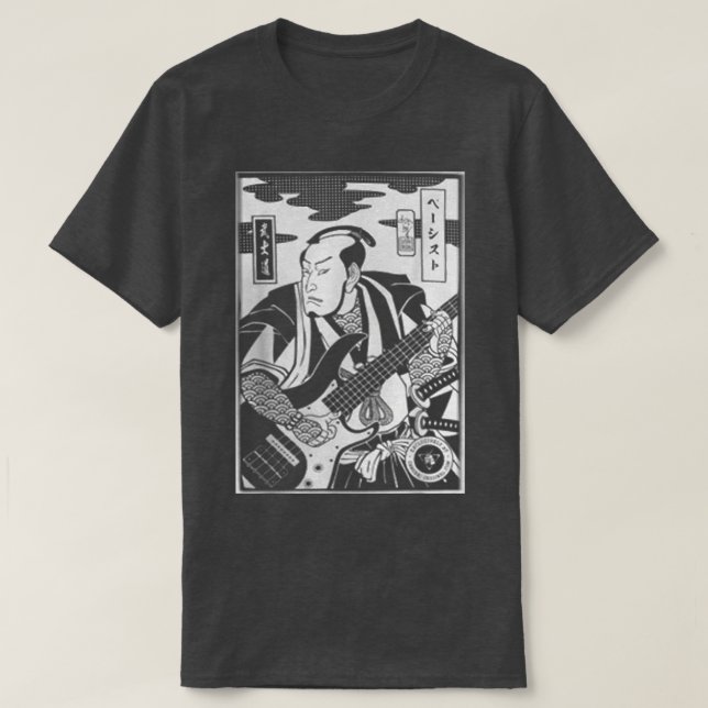 Samurai Bassist Player Rock Guitar Samurai  (2) T-Shirt (Design Front)