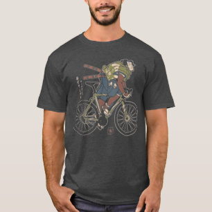 Samurai Bicycle Race Sport Ukiyoe Samurai Cycling  T-Shirt
