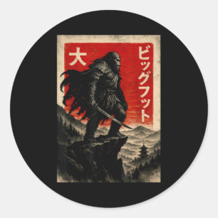 Samurai Bigfoot Graphic Tee Japanese Vintage Classic Round Sticker