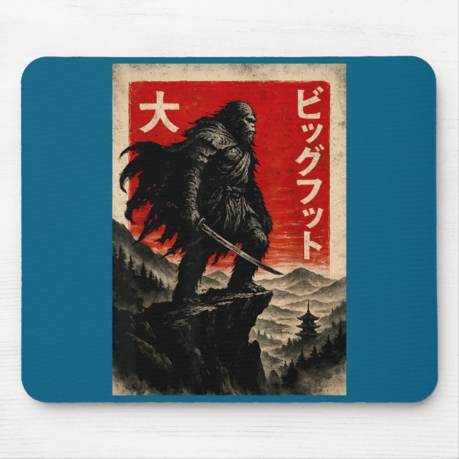 Samurai Bigfoot Graphic Tee Japanese Vintage  Mouse Pad (Front)