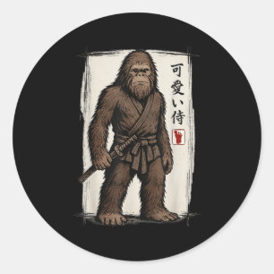 Samurai Bigfoot Japanese Art Anime Funny Men Women Classic Round Sticker