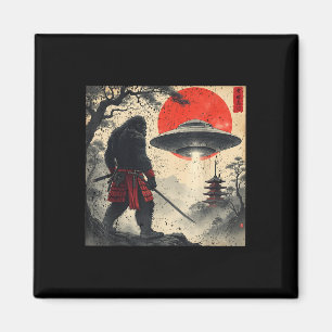 Samurai Bigfoot Japanese Ufo Vintage Graphic Ukiyo Magnet