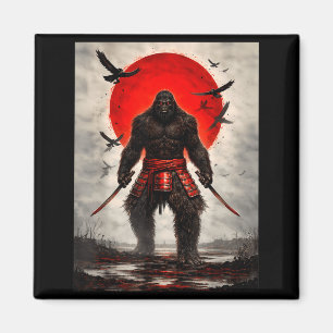 Samurai Bigfoot Japanese Vintage Graphic Art Funny Magnet