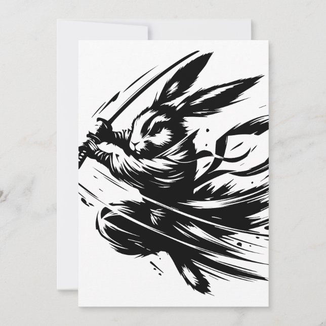 Samurai Bunny Black Ink Warrior Rabbit Announcement (Front)