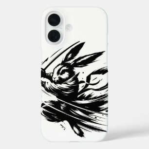 Samurai Bunny Black Ink Warrior Rabbit iPhone 16 Case