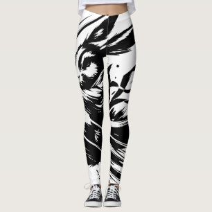 Samurai Bunny Black Ink Warrior Rabbit Leggings