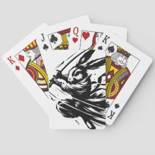 Samurai Bunny Black Ink Warrior Rabbit Playing Cards
